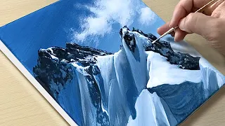 Snowy Mountain Painting / Acrylic Painting TUTORIAL