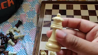 Chess set unboxing : Palm Royal wooden foldable chess set 14x14 inch with magnetic prices.