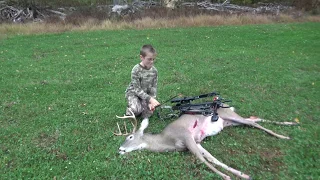 8yr old's 2019 Pennsylvania archery buck 8 point! scorpyd crossbow