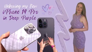 UNBOXING my NEW iPhone 14 Pro in Deep Purple + Apple Lilac MagSafe Case 💜  512 GB model  ✨aesthetic✨