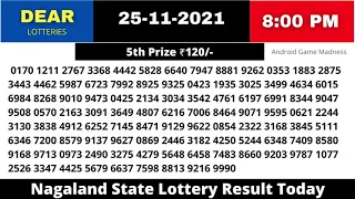 Nagaland State Lottery Result today 8:00 PM 25/11/2021 Lottery Sambad Result 25NOVEMBER #lotterylive