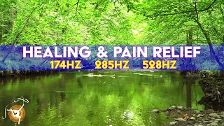 Solfeggio Healing Music - Forest Nature Water Sounds - Frequencies 174 Hz 285 Hz 528 Hz