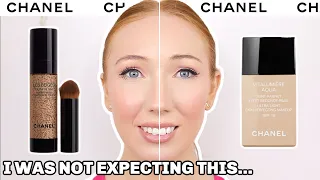 FOUNDATION COMPARISON & WEAR TEST | CHANEL LES BEIGES COMPLEXION TOUCH VS VITALUMIERE AQUA