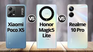 Honor Magic 5 Lite Vs Xiaomi Poco X5 Vs Realme 10 Pro:📊Comparamos sus Especificaciones y Rendimiento