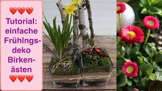 🌟DIY: Frühlingsdeko mit Birkenästen, Blumendeko für die Fensterbank, Osterdeko leicht Selbermachen