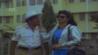 Malashree Steals Traffic Police Wallet | Comedy Scene | Rani Maharani Kannada Movie | Tennis Krishna