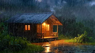 Rain Sound for Sleep: The Sound of Heavy Rain from A Hut in A Village - ASMR For Deep Sleep