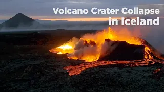 Unique Video of a Volcano Crater Collapse in Iceland at Litli Hrútur.