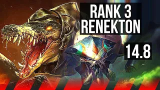 RENEKTON vs SKARNER (TOP) | Rank 3 Renekton, 6 solo kills, 8/2/3, Dominating | NA Challenger | 14.8