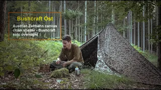 Austrian Zeltbahn canvas cloak shelter - Solo bushcraft overnight -ASMR-