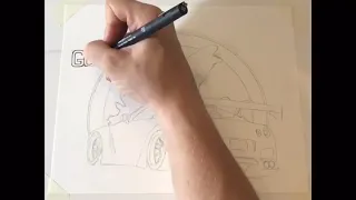 Nissan GTR Widebody Drawing Timelapse