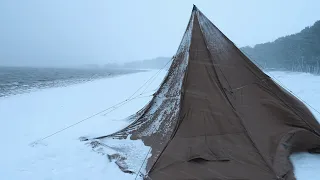 Strong Blizzard Camping in a New Tent | The tent was on the verge of breaking | POMOLY Tent | Ep.5