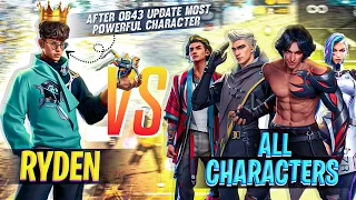 New Ryden Vs All Characters Ability test in Freefire | after Ob43 Update Powerful character