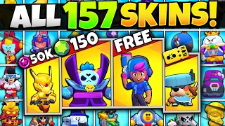 Unlocking ALL 157 Skins In Brawl Stars Costs ____?!?! Every Skin EVER Gameplay! v2