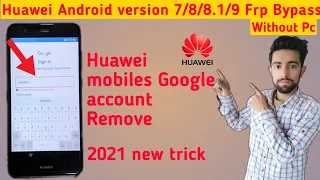 All Huawei  Android 7/8/8.1/9 frp bypass/Huawei p10 lite google account remove