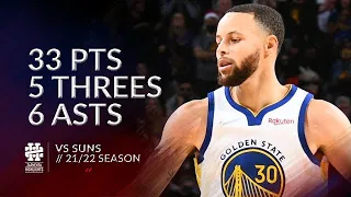 Stephen Curry 33 pts 5 threes 6 asts vs Suns 21/22 season