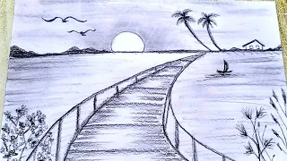 HOW TO DRAW A LANDSCAPE - BEAUTIFUL SCENERY DRAWING #