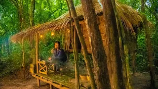 Girl Living Off Grid Build Lovely Bamboo Villa House in the Wild