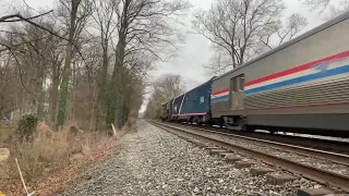 Amtrak PO29 with P42DC #203 “Operation Lifesaver” leading with ALC-42 charger In Garrett Park, MD