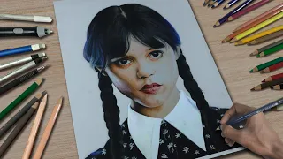 Drawing Wednesday Addams | Jenna Ortega | Kush Art