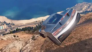 GTA 5 Driving off Mt Chiliad Crashes Compilation #82 (With Roof And Door Deformation)