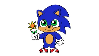 Cómo dibujar a Baby Sonic || Sonic The Hedgehog