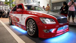 Epic Lineup of Sports Cars and Motorcyclists in Tokyo Shibuya (Unedited Raw 4K B-Roll Footage)