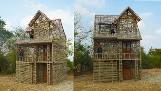 Building Most Creative Three Story Tiny House Using Wood And Bamboo [Part 1]