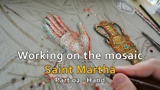 Working on the mosaic Saint Martha part 2 - Hand. Mosaic Tutorial