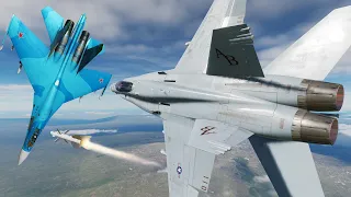 US F-18C Vs All Russian Su & MiG Series Planes - Plane Simulator - DCS World