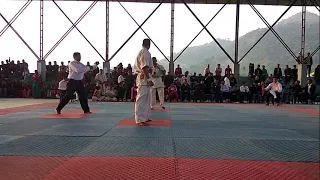 Rupak nepali vs nepali army player ( roll kick knockdown)  7th national games karate (final fight)