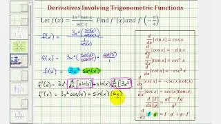 Ex 2:  Derivative of Trig Function Using the Product Rule -- Simplify Before Differentiating