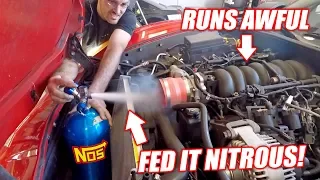 GIANT NITROUS SHOT vs. Auction Corvette! Will the Truck Engine Survive!?