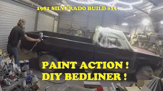 Extreme budget build 1981 Silverado #11. Prep and painting first color. DIY bedliner.