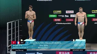 J. BOUYER & A. JANDARD - 2022 FINA World Championships, Budapest (HUN) - Sync Men 3m Final Dives 2-6