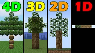 minecraft in 4D vs 3D vs 2D vs 1D