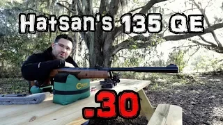 Hatsan 135 QE .30 Air Rifle (Review) + 25 & 50 Yard Accuracy TEST - Carnivore Break Barrel Airgun