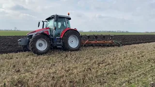 Massey Ferguson 5S.145 ploughing with 5 furrow Kverneland plough