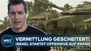 KRIEG IN NAHOST: Vorschlag bei Vermittlung abgelehnt! Israel rückt für Offensive auf Rafah vor