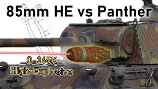 85mm HIGH EXPLOSIVE vs PANTHER | T-34-85 vs Panther G | O-365K Armour Piercing Simulation