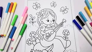 TÔ MÀU TRANH NÀNG CÔNG CHÚA / COLORING PRINCESS FOR KIDS/ COLOR WITH BIBO