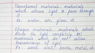 Definition of Transparent materials, Opaque materials, Translucent materials
