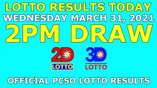 [OLD] 2pm Lotto Result March 31 2021 (Wednesday) PCSO Today