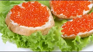 Топ-5 бутерброды с красной икрой на батоне (хлебе)/Sandwiches with red caviar