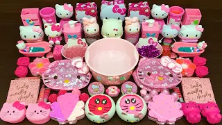 PINK HELLO KITTY Slime ! Mixing Random things into CLEAR Slime ! Satisfying Slime, ASMR slime #161