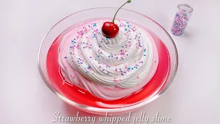 【ASMR】🧁シェービングフォームを絞ったいちごゼリースライム🍓【音フェチ】Strawberry whipped jelly slime 딸기 휘핑 젤리 슬라임