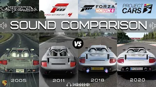 Porsche Carrera GT Sound NFS Most Wanted vs Forza Motorsport 4 vs Forza Horizon 4 vs Project CARS 3