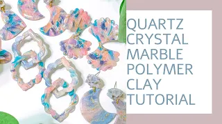 Polymer Clay Faux Quartz Crystal Marble Earrings | How To DIY Translucent Faux Stone Veins Tutorial