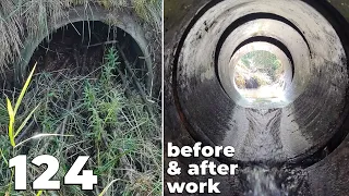 Unclogging A Culvert From The Beaver Dam - Manual Beaver Dam Removal No.124