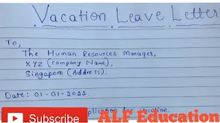 Vacation Leave letter ✉️✉️to HR || ALF Education